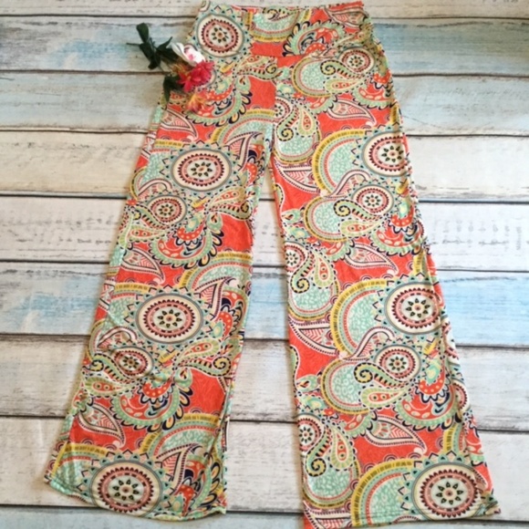 Lildy Pants - Lildy Palazzo Flowy Stretchy Colorful Pants